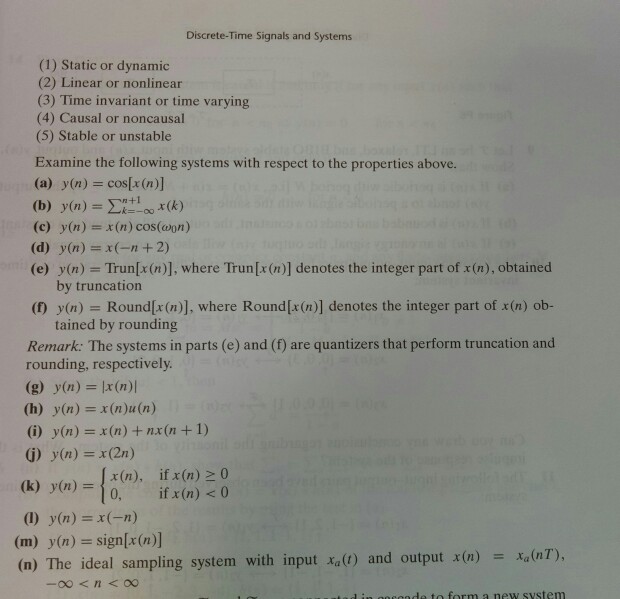 Solved Discrete-Time Signals and Systems (1) Static or | Chegg.com
