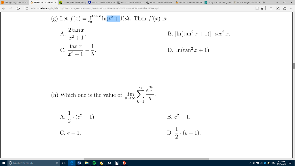 int tan (- 1 x * ln 1 x 2 )) dx