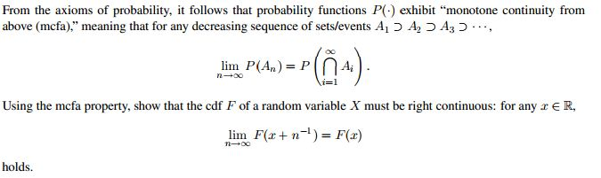 Solved From the axioms of probability, it follows that | Chegg.com