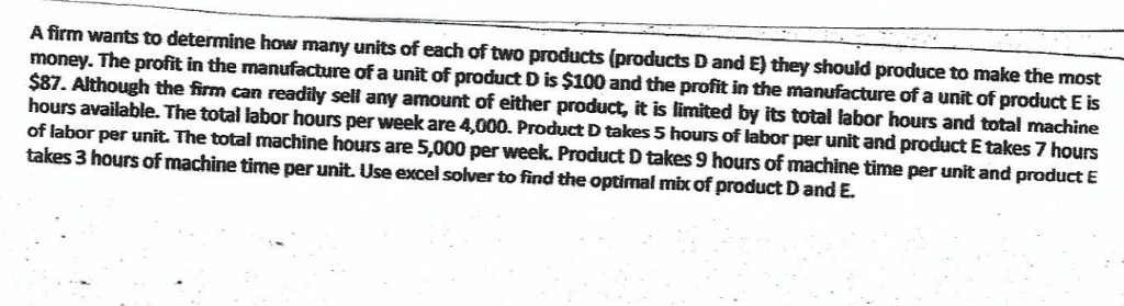 Solved A firm wants to determine how many units of each of | Chegg.com