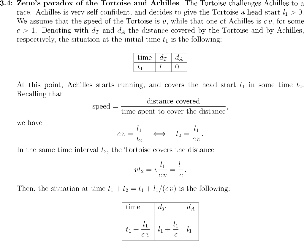 Solved 3.4 Zeno's paradox of the Tortoise and Achilles. The