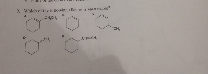 solved-which-of-the-following-alkenes-is-most-stable-chegg