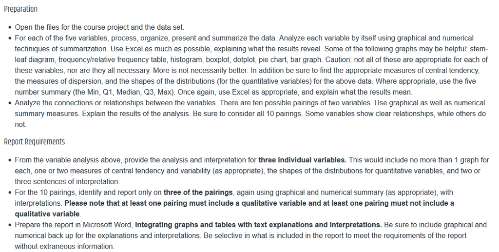 Preparation . Open the files for the course project | Chegg.com