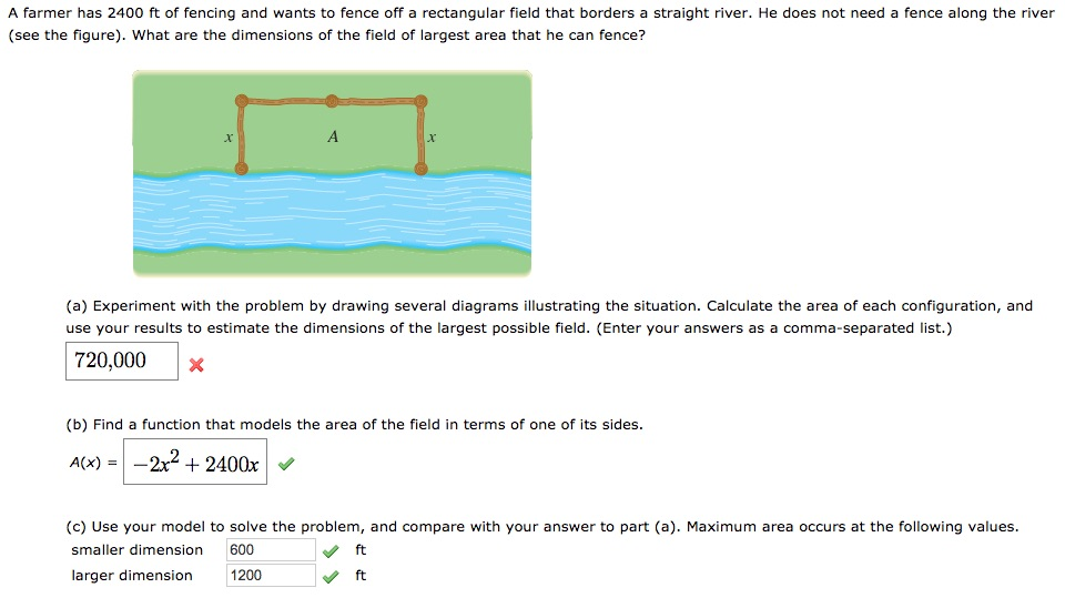 Solved A farmer has 2400 ft of fencing and wants to fence