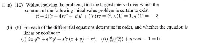 Solved (a) (10) Without solving the problem, find the | Chegg.com