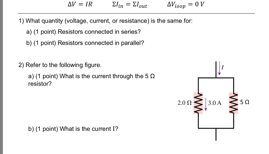 Solved 1) What Quantity (voltage, Current, Or Resistance) Is | Chegg.com