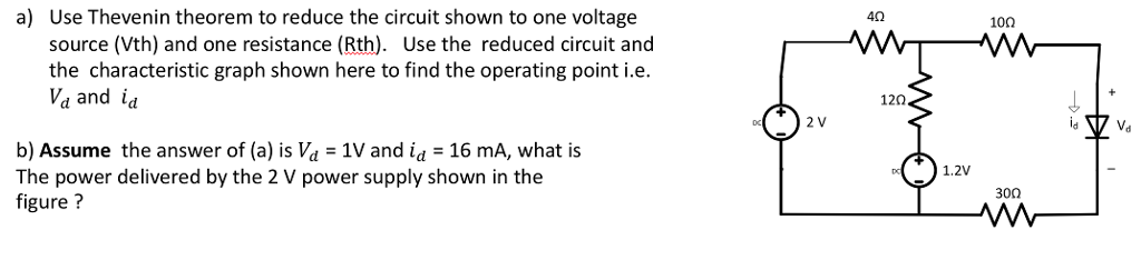 Solved a) Use Thevenin theorem to reduce the circuit shown | Chegg.com