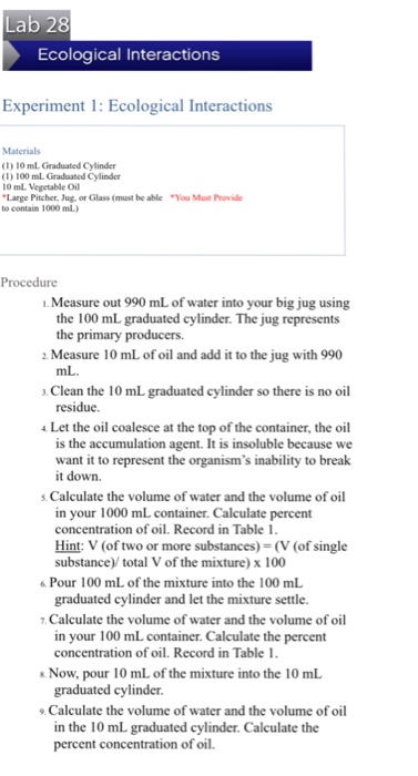 ecological interaction experiment