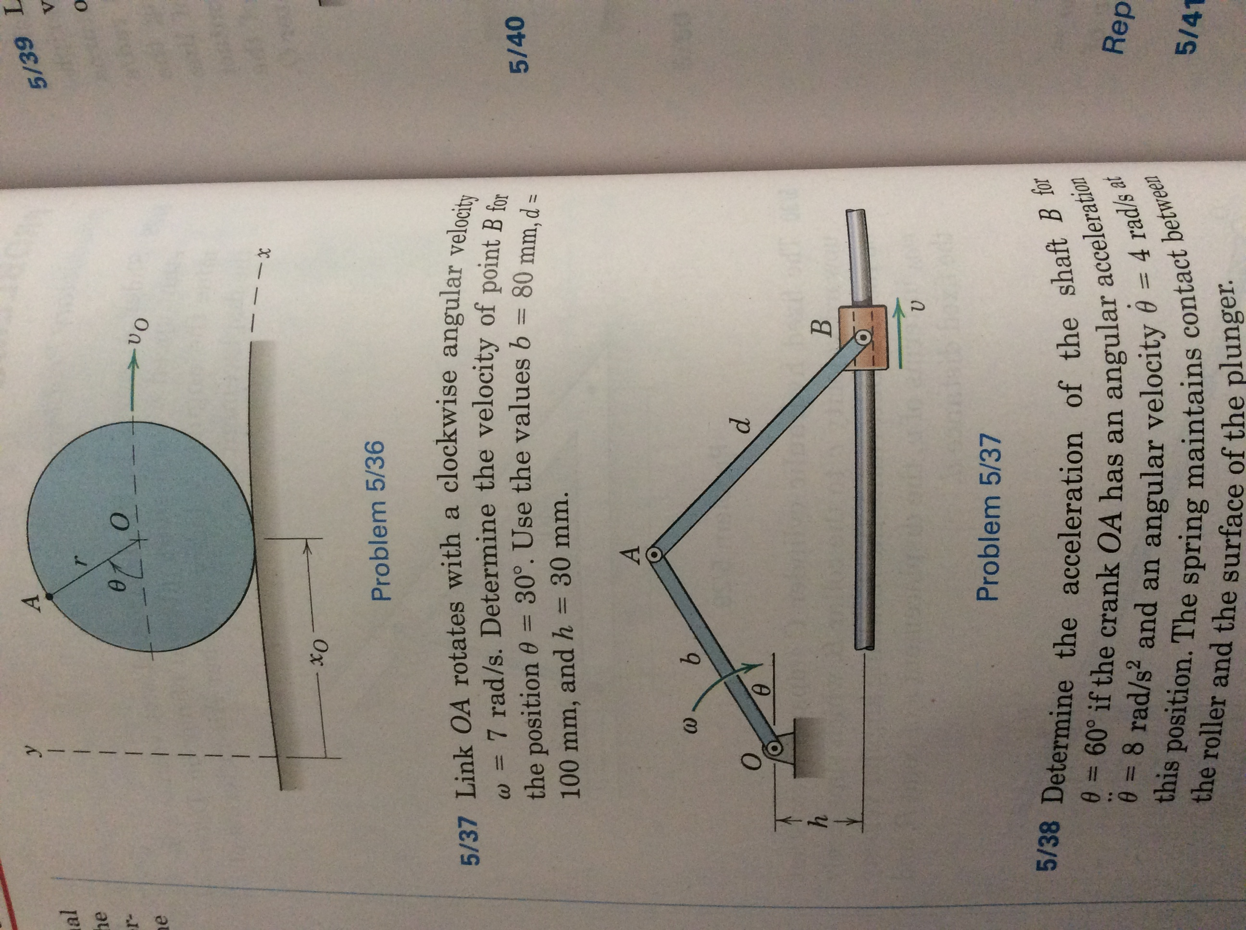 Solved Link OA rotates with a clockwise angular velocity w = | Chegg.com
