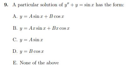 Solved 9. A particular solution of y