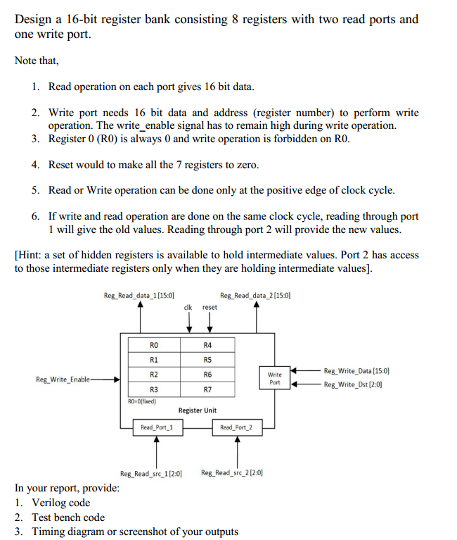 Solved Design a 16-bit register bank consisting 8 registers | Chegg.com