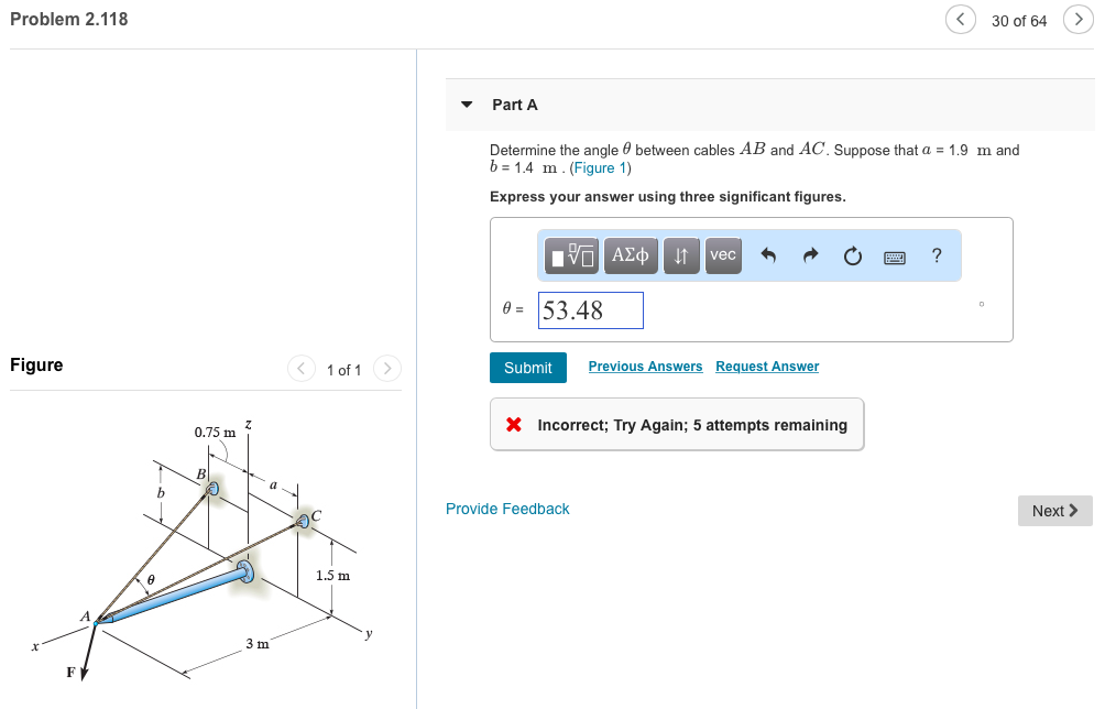 Solved Problem 2.118 30 of 64> Part A Determine the angle | Chegg.com