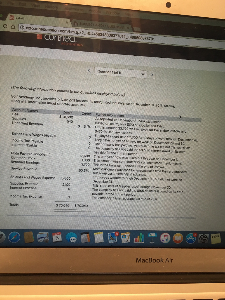 Solved ACCOUNTING Question 1 (of 1) The following | Chegg.com