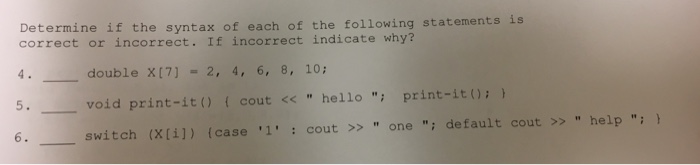 Solved Determine if the syntax of each of the following | Chegg.com