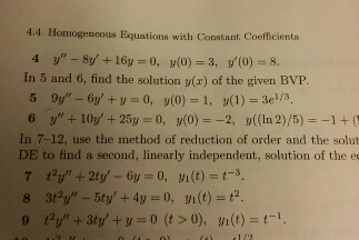 Solved Homogeneous Equations with Constant Coefficients y" - | Chegg.com