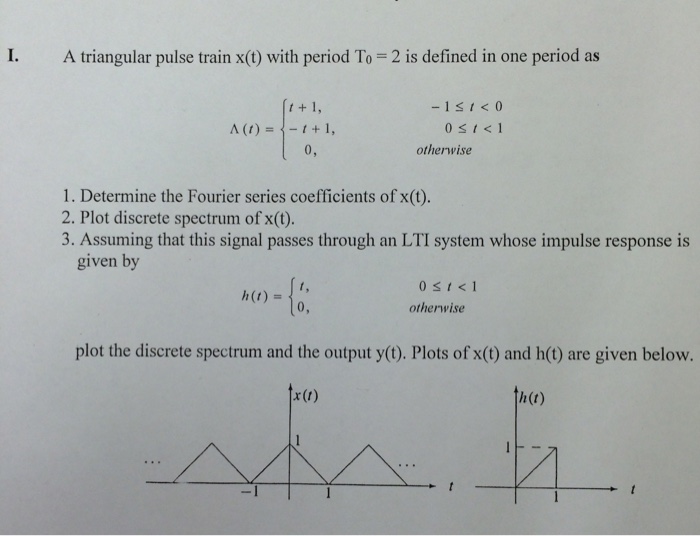Solved A triangular pulse train x(t) with period To = 2 is