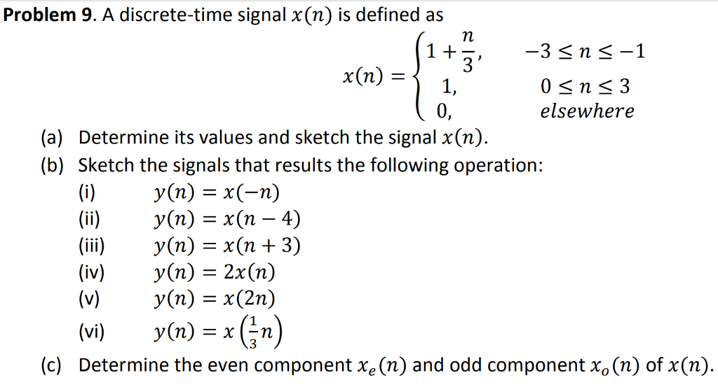 Solved Problem 9. A discretetime signal x (n) is defined as