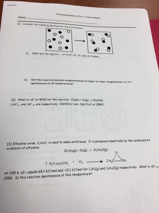Solved Consider the following spontaneous reaction between