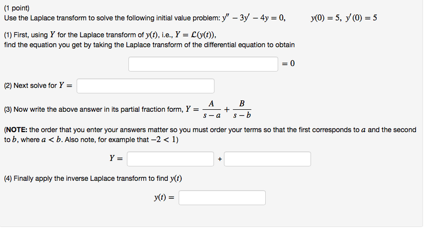 Solved Use the Laplace transform to solve the following | Chegg.com