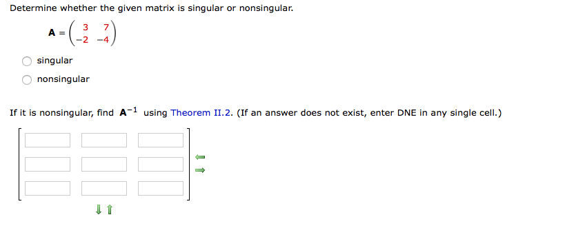 definition of singular and nonsingular matrix