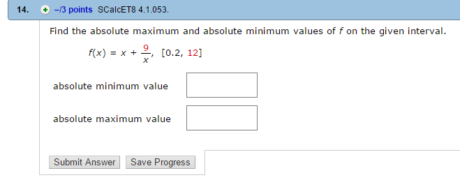 Solved Find the absolute maximum and absolute minimum values | Chegg.com