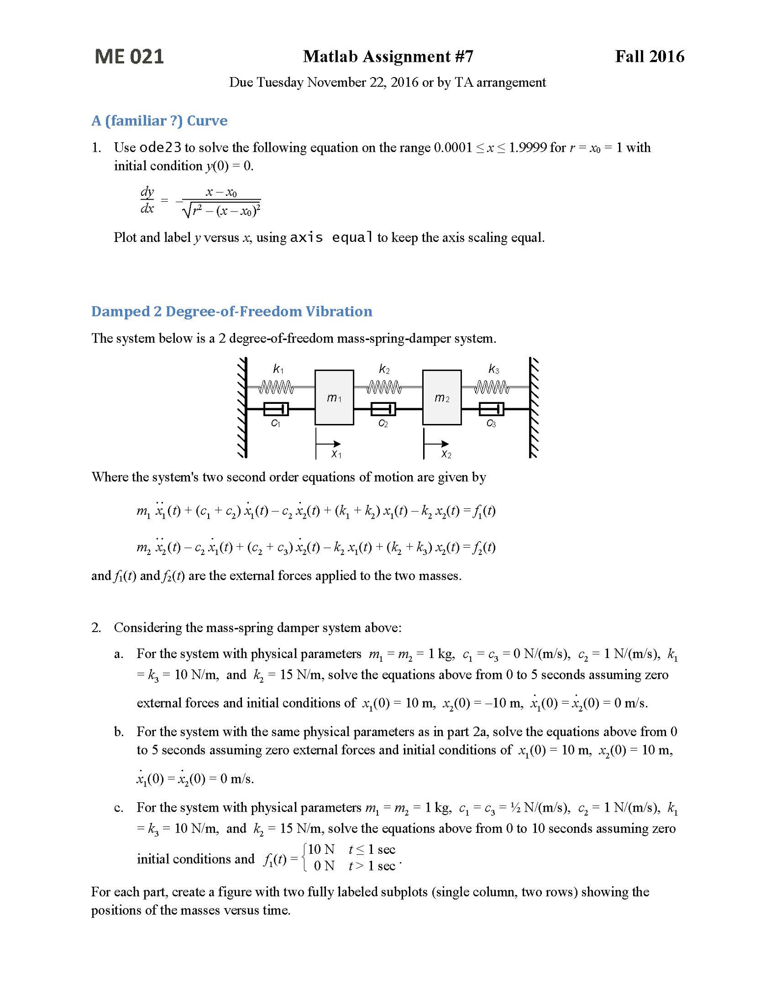 Solved Use ode 23 to solve the following equation on the | Chegg.com
