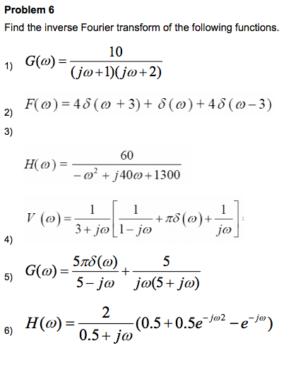 Solved Find The Inverse Fourier Transform Of The Following