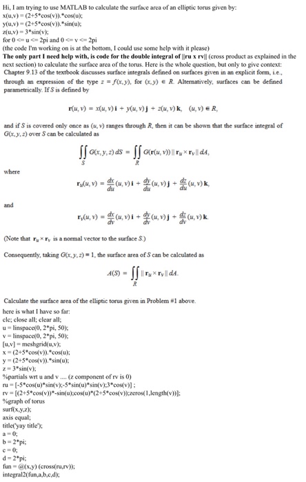 Solved Hi, I am trying to use matlab to calculate the | Chegg.com