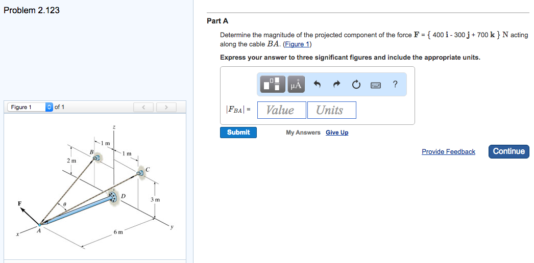 Solved Determine the magnitude of the projected component | Chegg.com