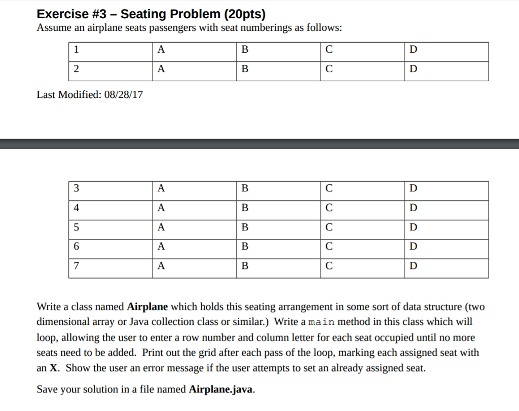 Solved Assume an airplane seats passengers with seat Chegg com