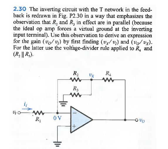 Solved 2.30 The inverting circuit with the T network in the | Chegg.com