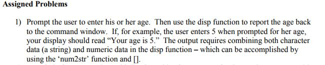 Solved Assigned Problems 1) Prompt the user to enter his or | Chegg.com