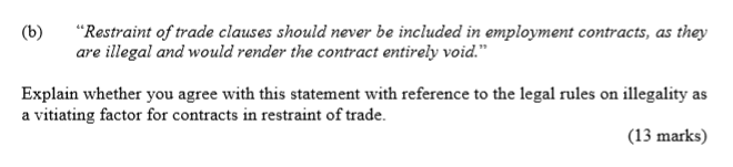 Solved (b)"Restraint Of Trade Clauses Should Never Be | Chegg.com