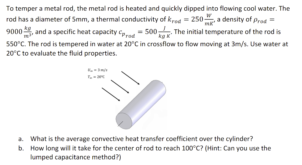 Solved To temper a metal rod, the metal rod is heated and