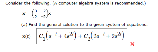 Solved Consider the following. (A computer algebra system is | Chegg.com