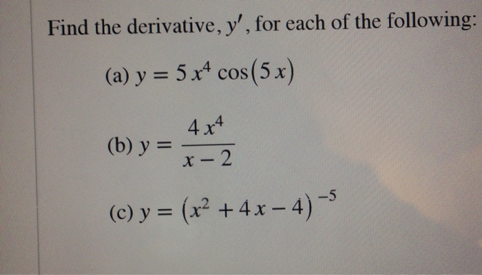 find the derivative of y x 4 5sinx 3cosx