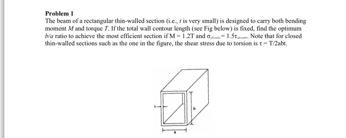 Solved The beam of a rectangular thin-walled section (i.e., | Chegg.com
