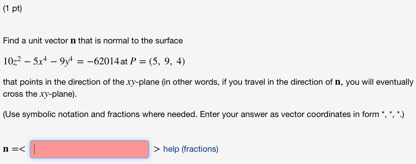 Solved Find a unit vector n that is normal to the surface | Chegg.com