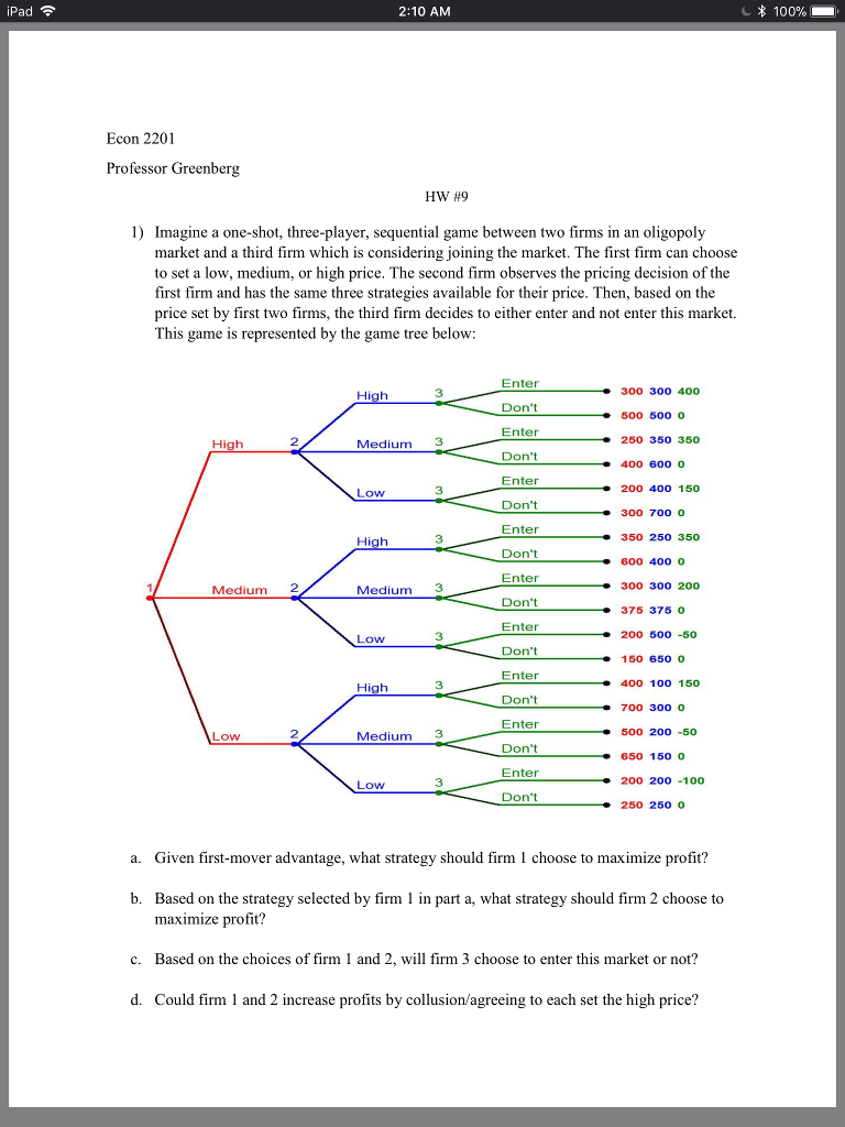 Solved Pad 2:10 Am * 100% Econ 2201 Professor Greenberg Hw 