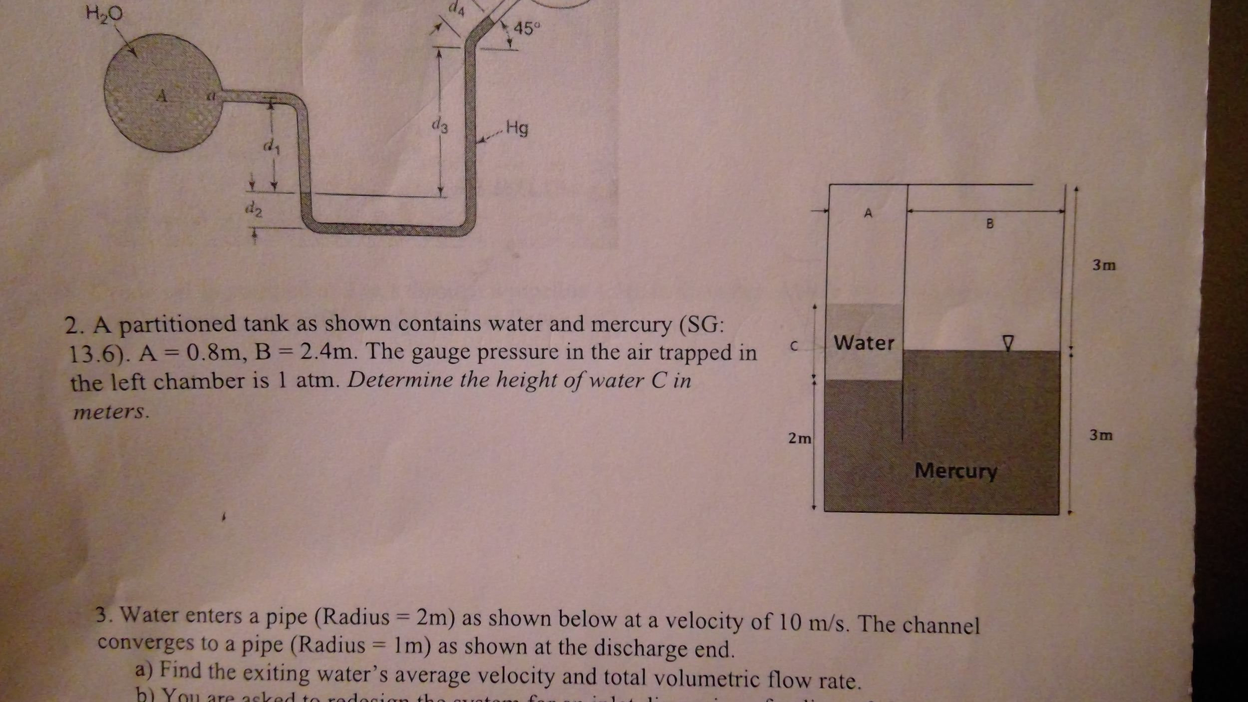 Solved A partitioned tank as shown contains water and