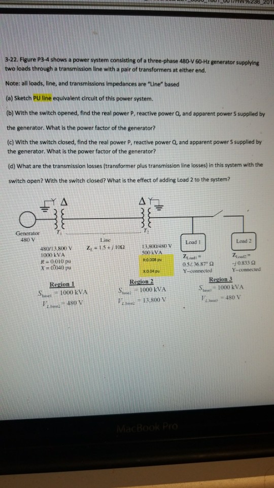 Solved 3-22. Figure P3-4 shows a power system consisting of | Chegg.com