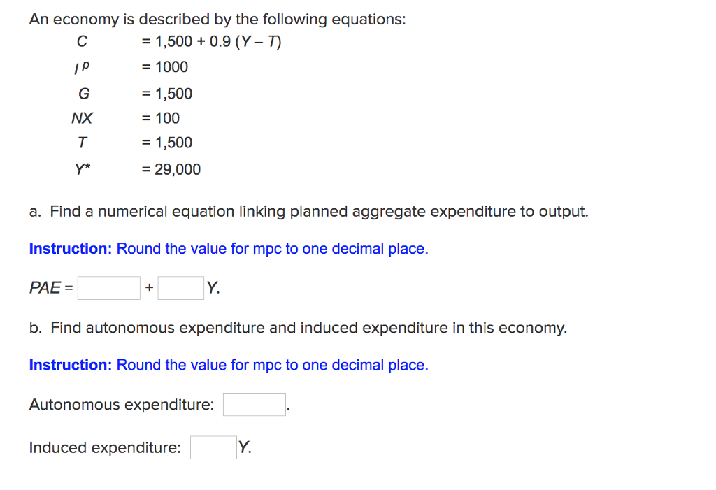 solved-an-economy-is-described-by-the-following-equations-chegg