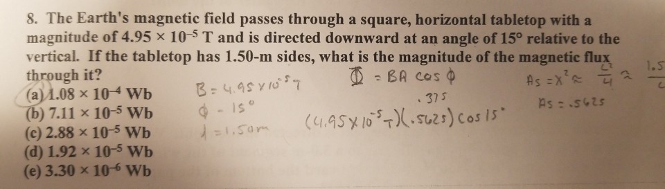 Solved 8. The Earth's magnetic field passes through a | Chegg.com