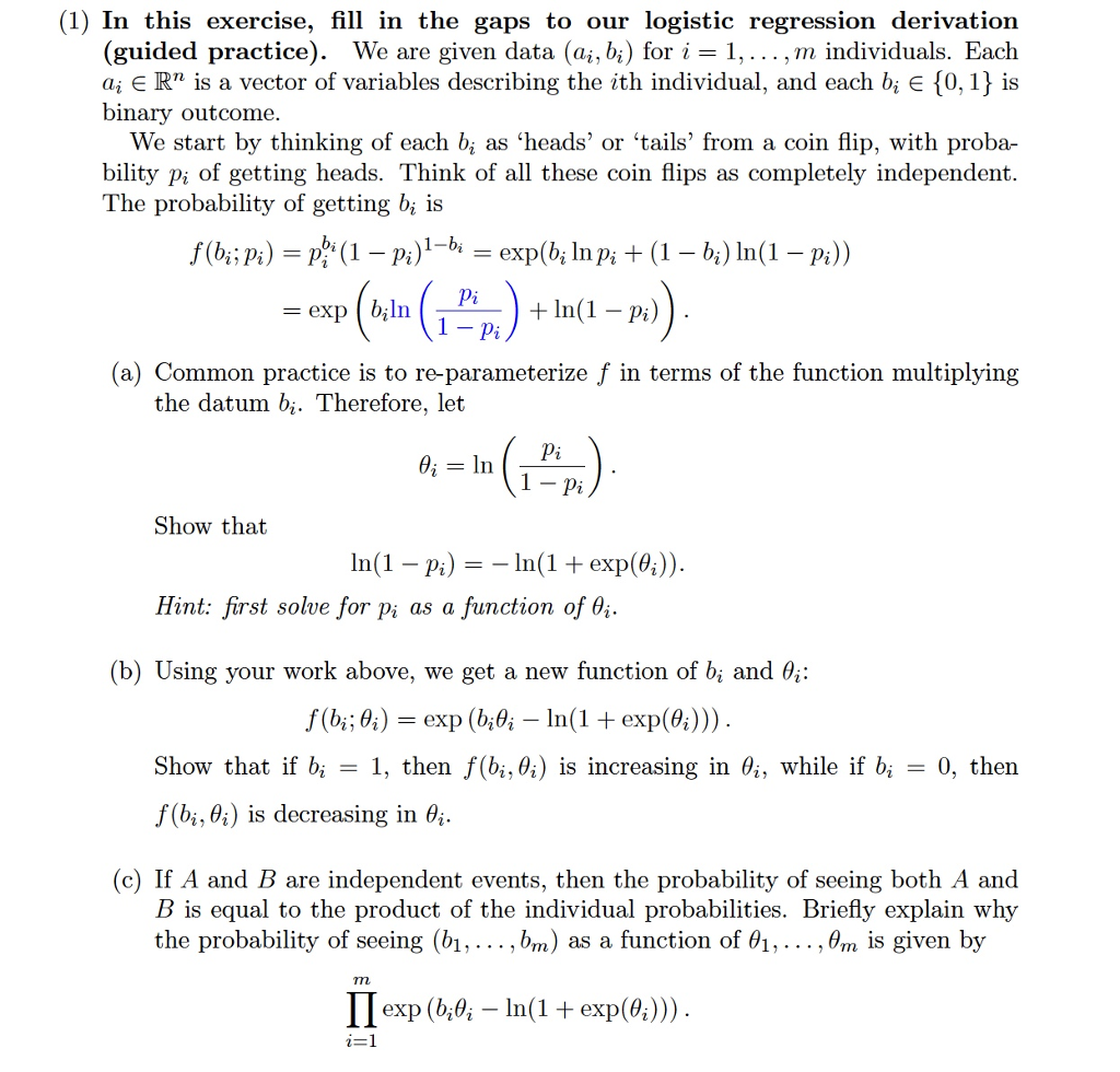 (1) In this exercise, fill in the gaps to our | Chegg.com