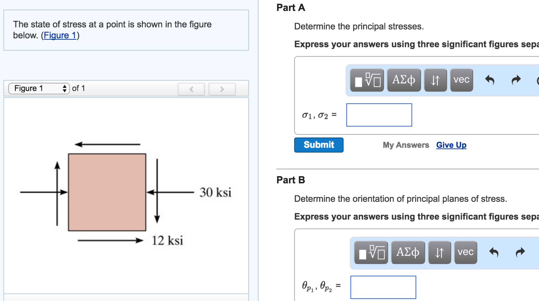 Solved The state of stress at a point is shown in the figure | Chegg.com
