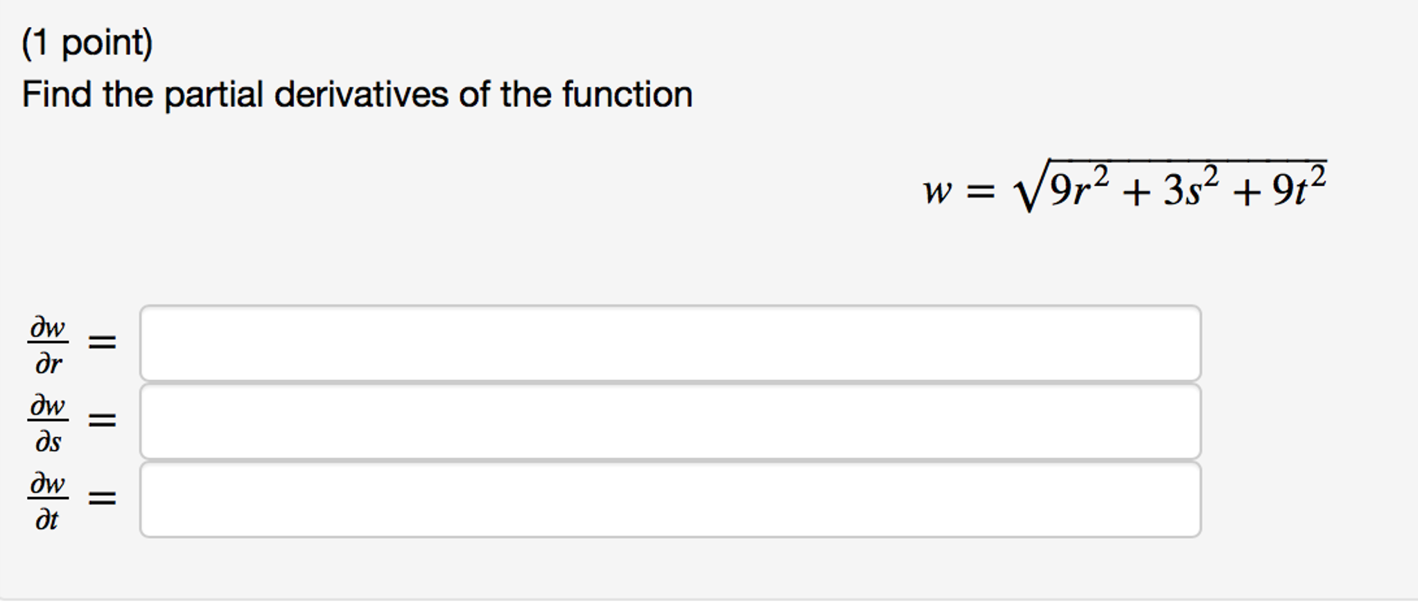 Solved find the partial derivatives of the function w chegg