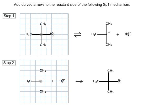 Add curved arrows to the reactant side of the foll
