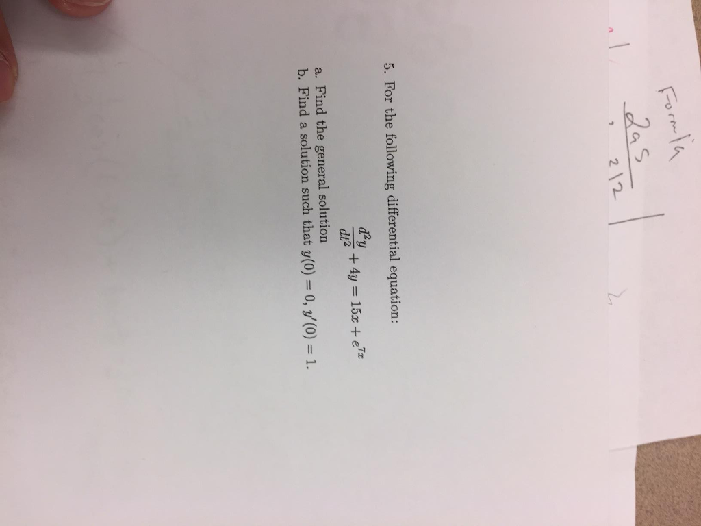 Solved 212 5. For the following differential equation: d2 | Chegg.com