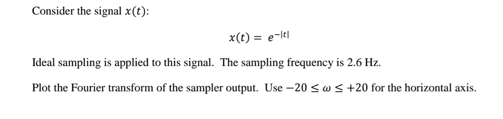 Solved Consider the signal x(t): x(t) = e^-|t| Ideal | Chegg.com