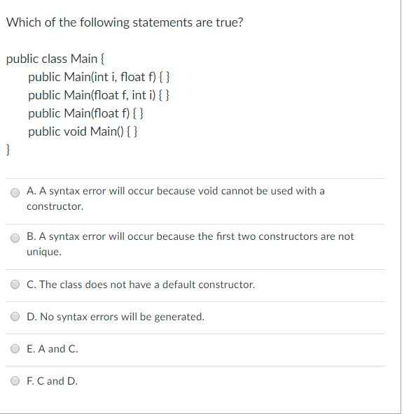 Solved Which of the following statements are true? public | Chegg.com